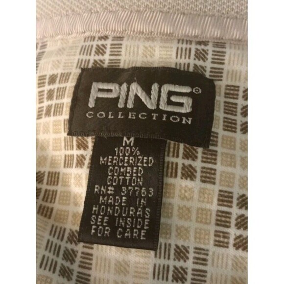 PING Polo Golf Shirt Mercerized Combed Cotton Short Sleeve Brown Size Medium - Picture 5 of 6